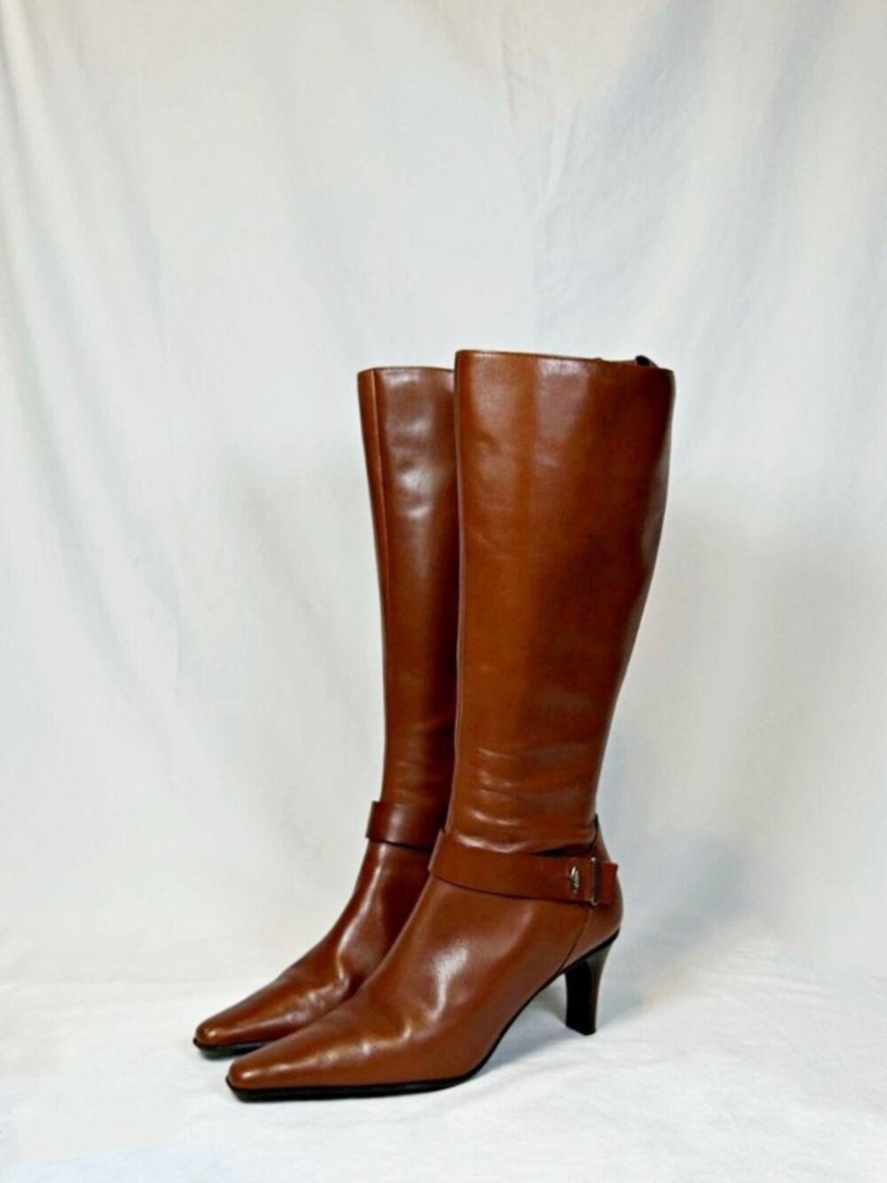 Circa Joan & David Brown Leather CJSOL Pointy Knee High Zip Boots~6~